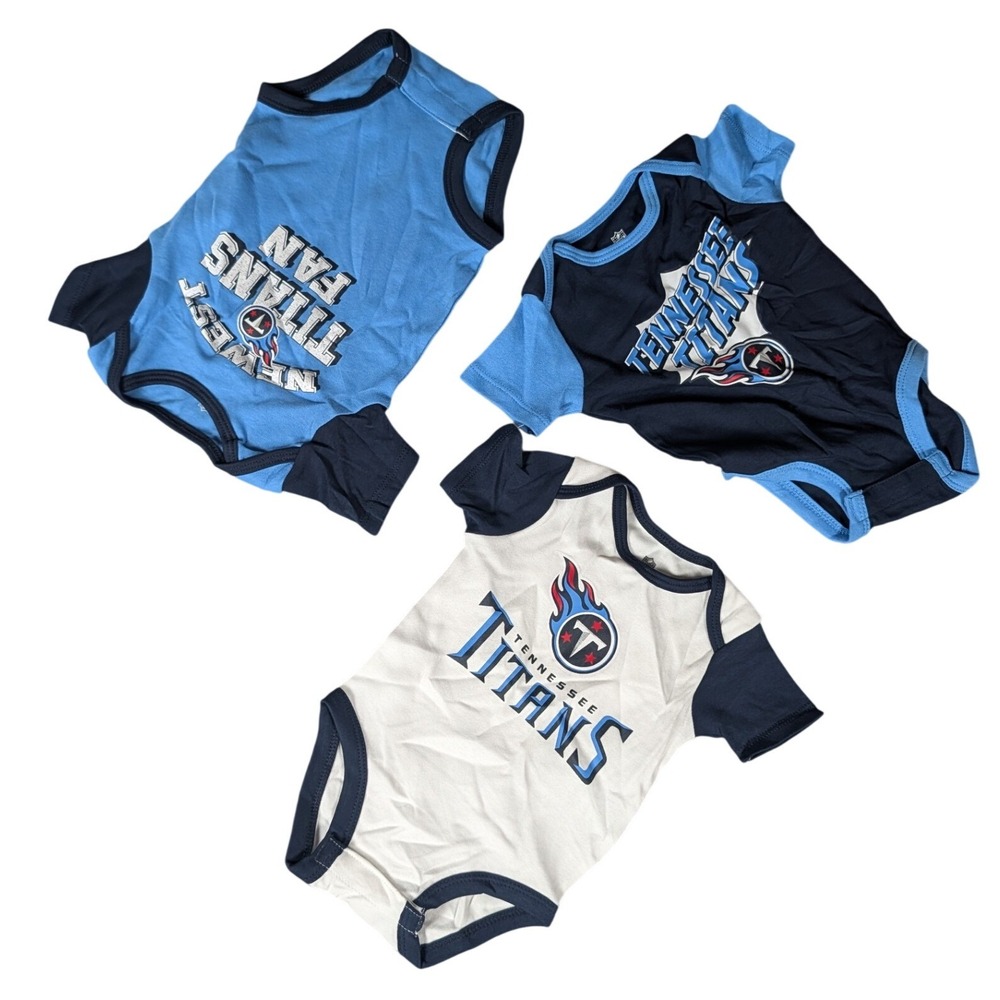 NFL Team Apparel Tennessee Titans Baby Bodysuit 3-Pack Navy Blue White